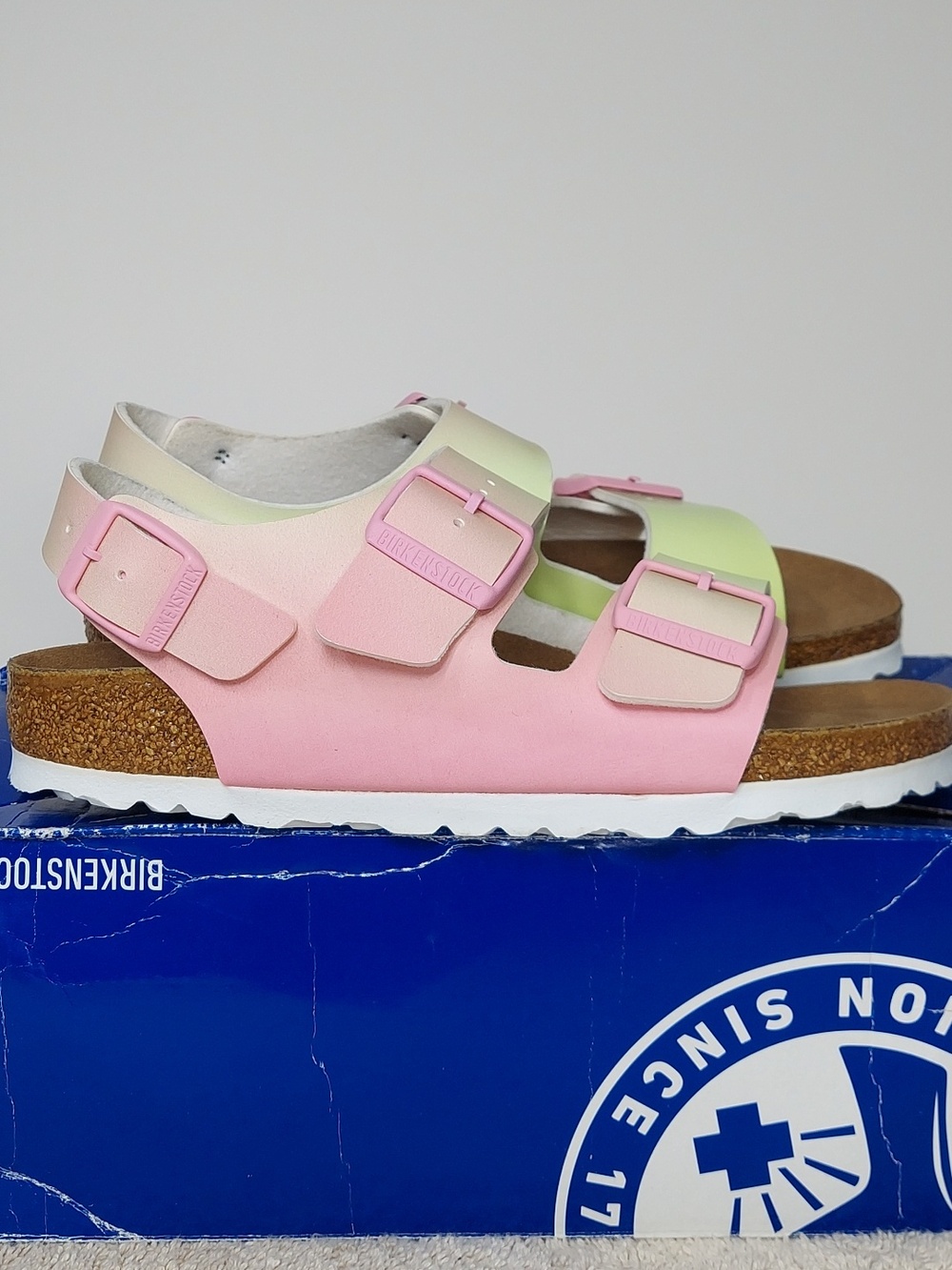 Birkenstock Colorful Pastel Cotton Candy Milano Womens Size 6 Sandals NWT Beach